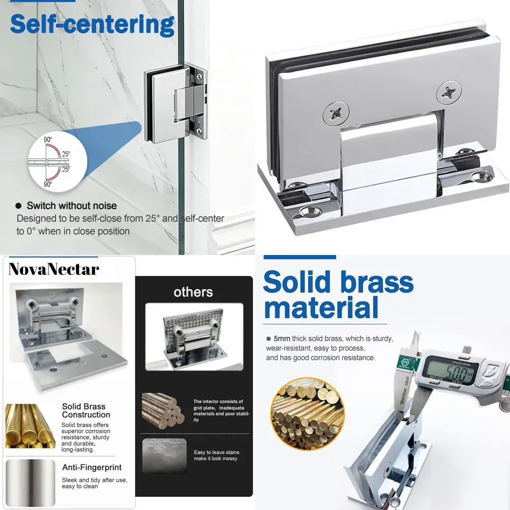 

Усиленные латунные петли для стеклянных дверей под углом 90 градусов, с короткой опорной пластиной, подходят для закаленного стекла толщиной от 5/16 до 1/2 дюйма, хромированная отделка