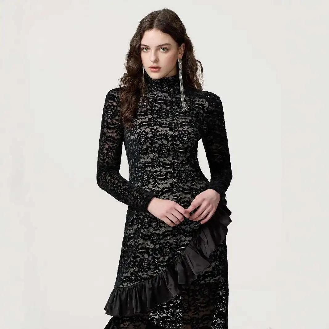 

Xy- 240901 Fashion Women's Slim Fit Velvet Dress Evening Gown Party Gathering Mermaid Dress Dress Robe Vestido Women Party