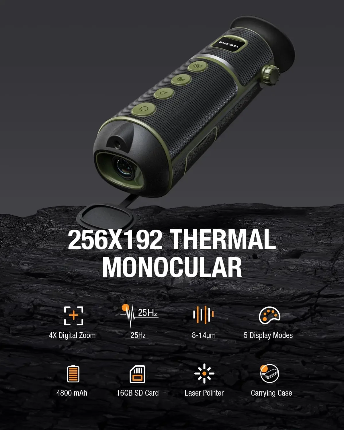 Teslong Thermal Monocular, 256x192  Imaging Monocular Handheld Infrared  Scope, Weather-Resistant Vision S