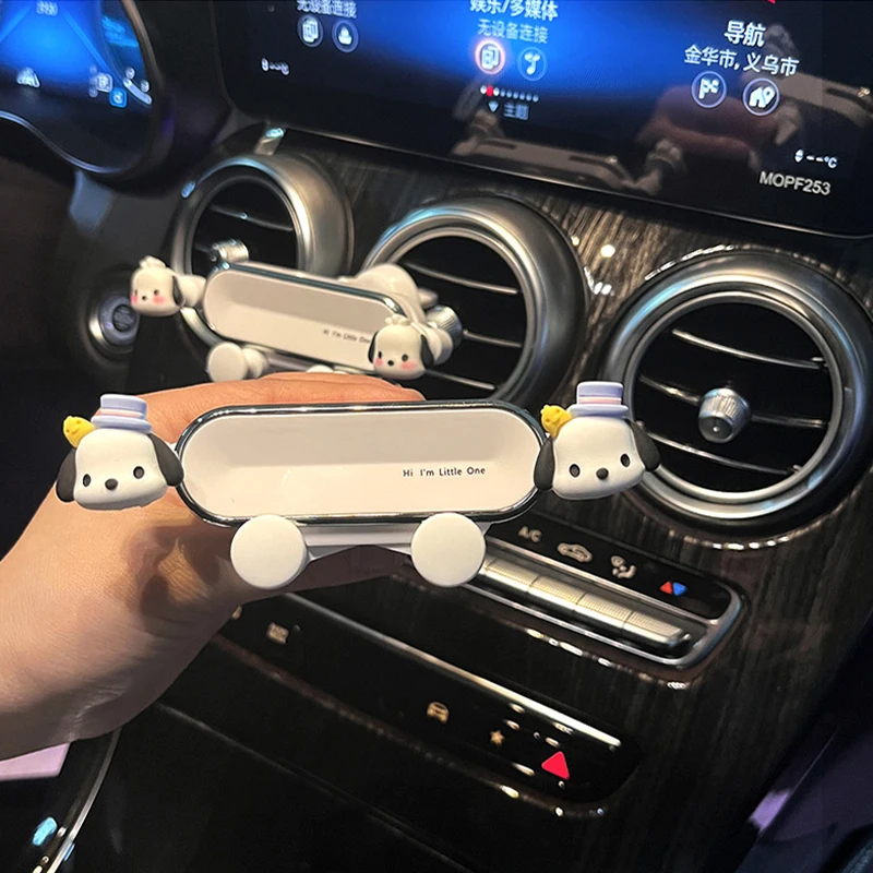 

Sanrio Kawaii Pochacco Car Mobile Phone Holder Anime Cartoon Lovely Fashion Exquisite Air Outlet Navigation Fixed Support Frame