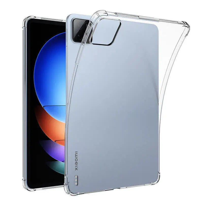 

For XiaoMi Pad 6S Pro 12.4 inch 2024 Airbags Soft TPU Case Clear Cover for MiPad 6s 6 Pro 11" Transparent Silicon Tablet Cover