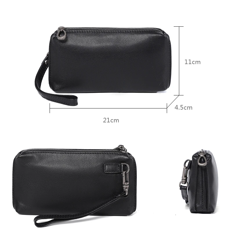 Men Genuine Leather Wallet Phone Bag Soft Cowhide Leather Men Cluth Bag Credit Card Holder Wallets Coin Purse Male Money Bags