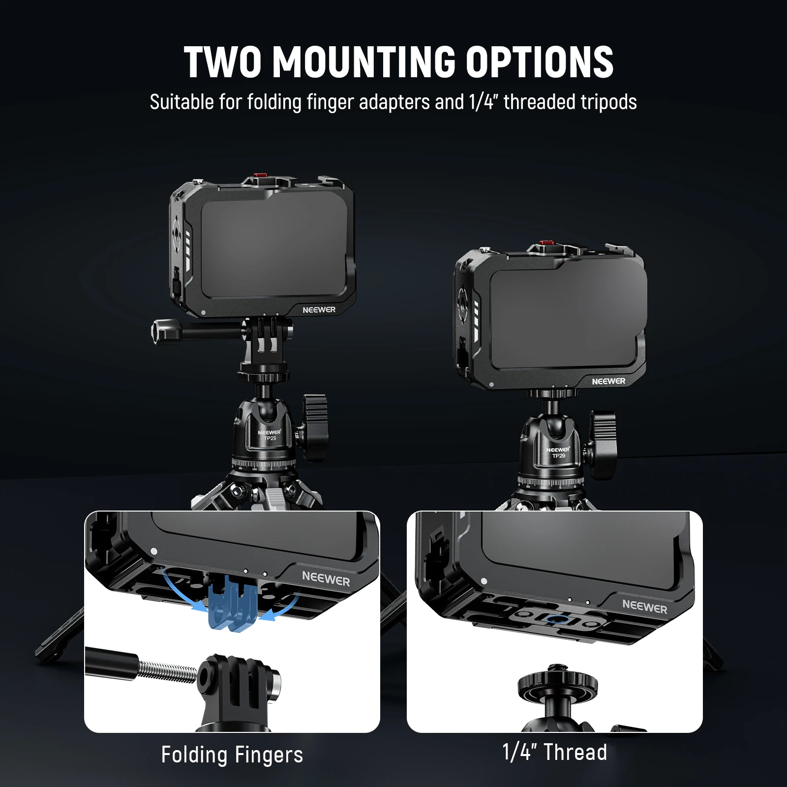 NEEWER Metal Video Rig Cage Compatible with GoPro Hero 12 11 10 9 Quick Release Adapter Mount & Max Lens Mod