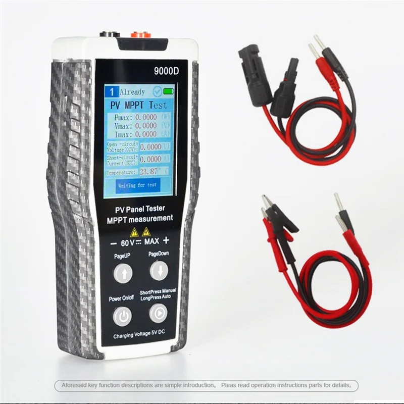 Penganalisis Daya MPPT 5-800W Penguji Panel Surya 9000D, Layar TFT 2.8", Alat Ukur Diagnostik Sistem PV Profesional