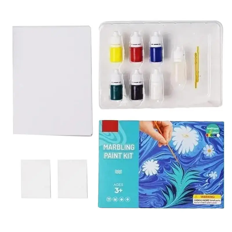 Marbling Painting Water Color Paint Set Marble Painting Kit Best Painting Gift Ideas For Kids Activities Ag 6 7 8 9 10-Year-Old