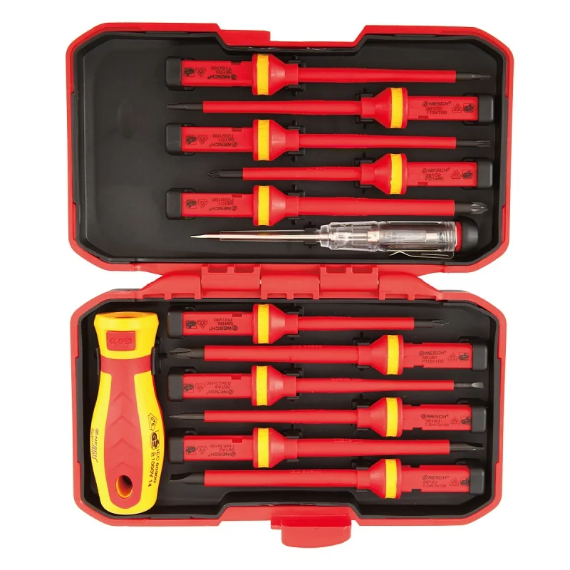 

F50 Electrician Repair Tools 13pcs 1000V Changeable Insulated Screwdrivers Set with Magnetic Slotted Phillips Pozidriv Torx Bits