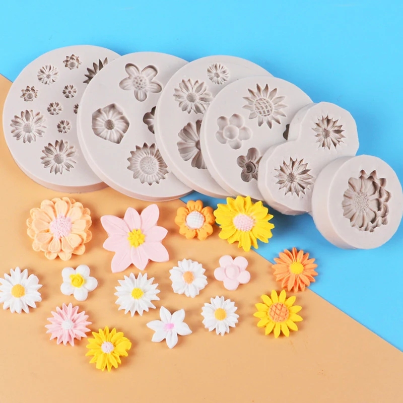 1pcs Daisy Wild Chrysanthemum Rose Flower Silicone Mold Sugarcraft Chocolate Cupcake Baking Mold Fondant Cake Decorating Tools