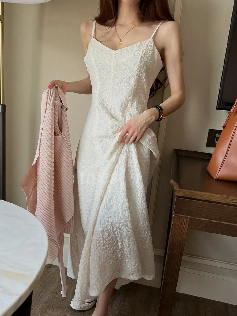 Ele Summer New Sle Small V-ne Embroidered Floral Lace Trim Dr Women's Svel Heavy Embroidery Strap Dr