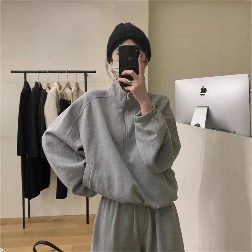 

Fashion Trend Suit Women's Autumn Casual Sports Small Temperament Stand-up Collar Sweatshirt Sweatpants Two-piece Set