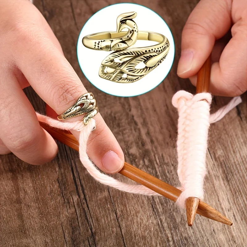 1pc Adjustable Knitting Loop Crochet Loop Knitting Accessories DIY Handmade Knitting Ring Peacock Ring, Yarn Guide Finger Holder