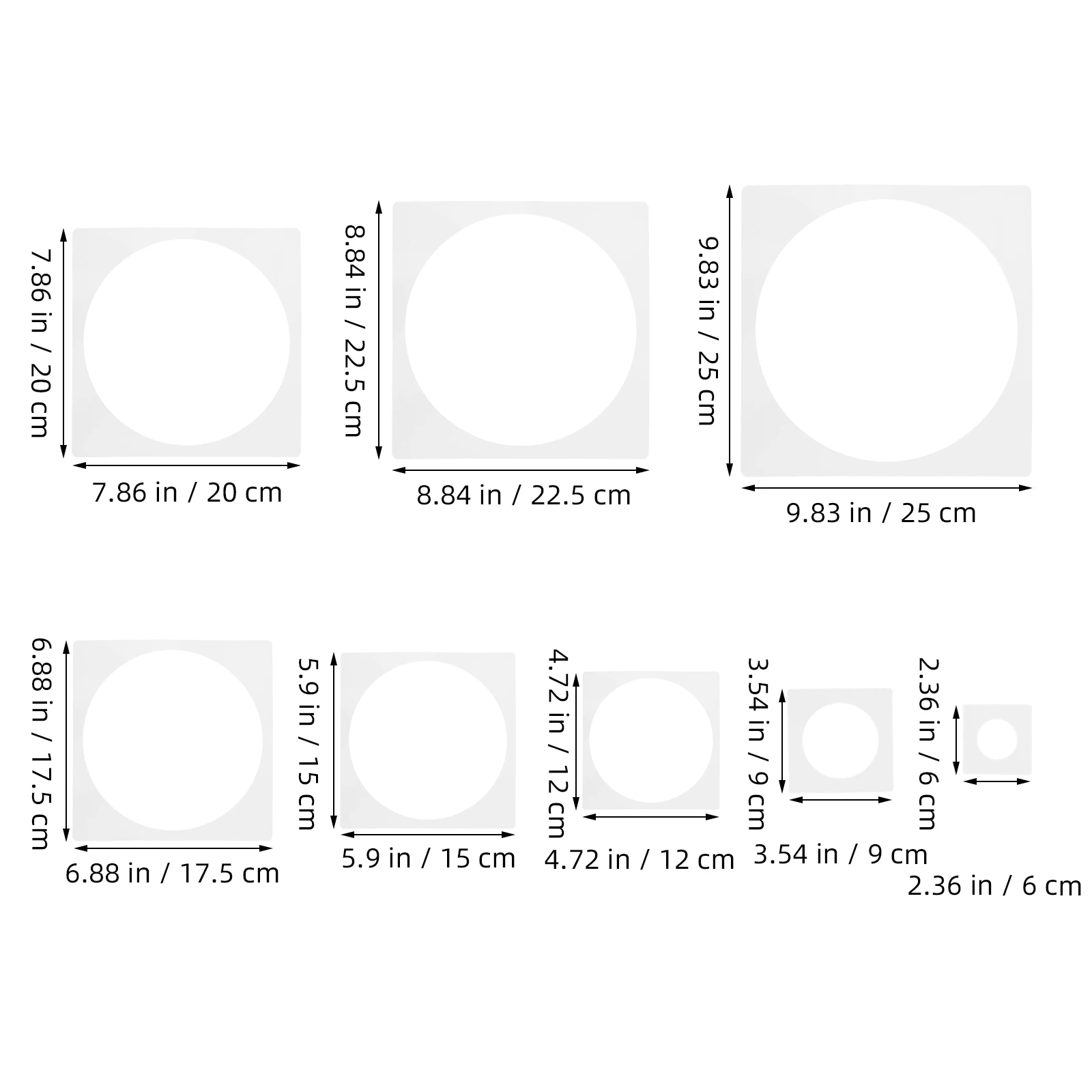 8 قطعة استنسل دائرة بلاستيكية ذاتية الصنع قوالب قابلة لإعادة الاستخدام للرسم الحرفية وسكرابوكينغ الأشكال الهندسية والمشروعات الفنية #3