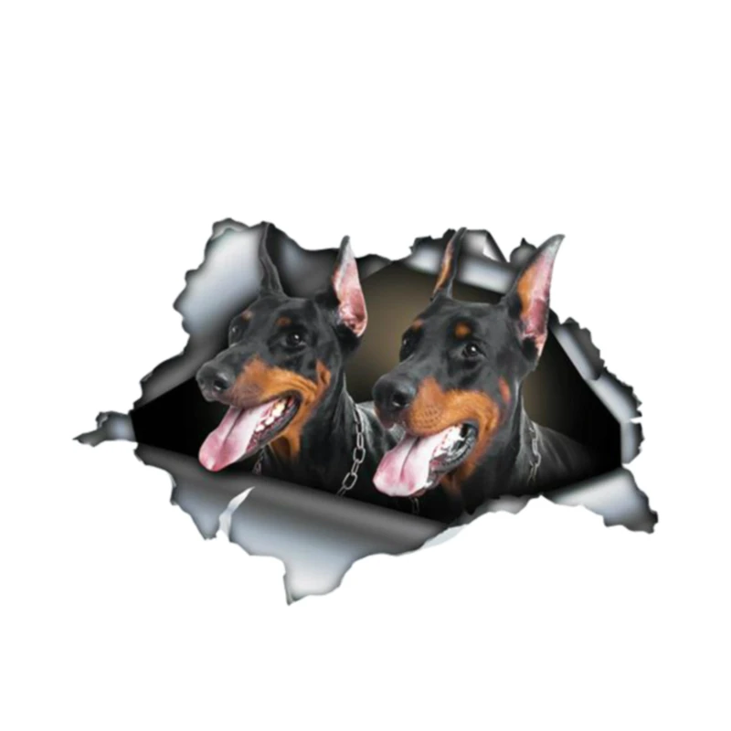 

LYKX Car Stickers Black Doberman Torn Metal Automobiles Exterior Accessories Reflective Vinyl Decals,13cm*8.8cm