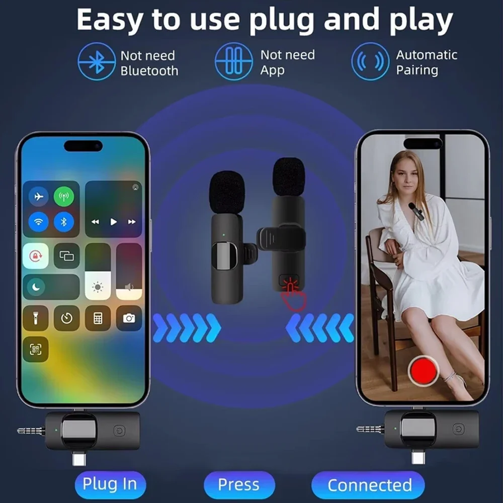 ميكروفون K15 3 في 1 لاسلكي Lavalier لهواتف iPhone وأندرويد 3.5 ملم للتسجيل المباشر للراديو والحد من الضوضاء ميكروفون صغير