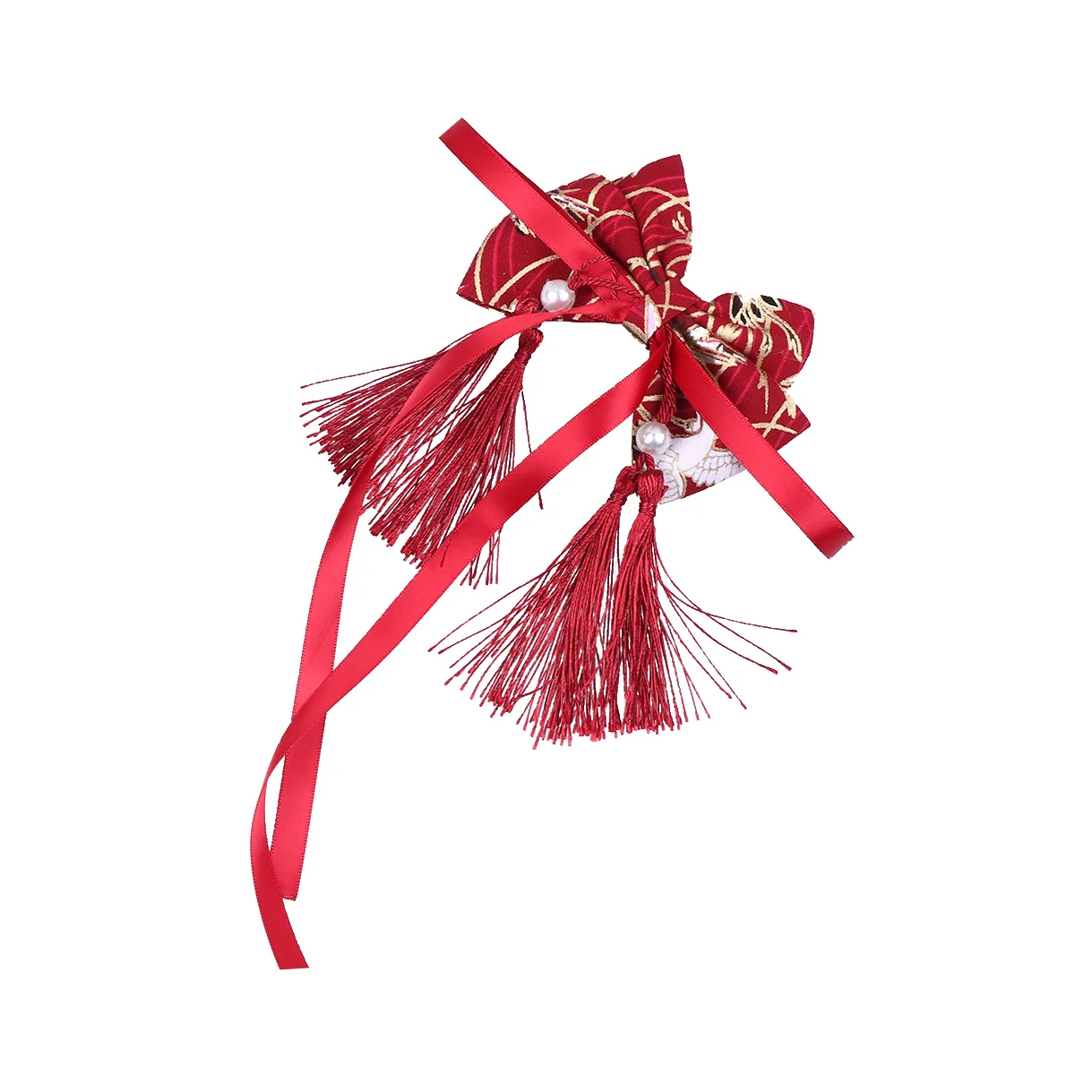 النمط الصيني مشبك شعر Bowknot تصميم غطاء الرأس احتفالي للفتيات السنة الجديدة دبوس الشعر اكسسوارات شرابة ديكور عطلة هدية اللعب