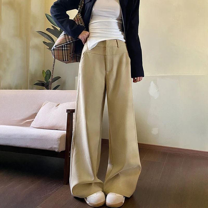 New American Y2K Black Pants Women Spring Autumn High Waist Streetwear Wide Leg Trousers Lazy Style Harajuku Floor-Length Pants