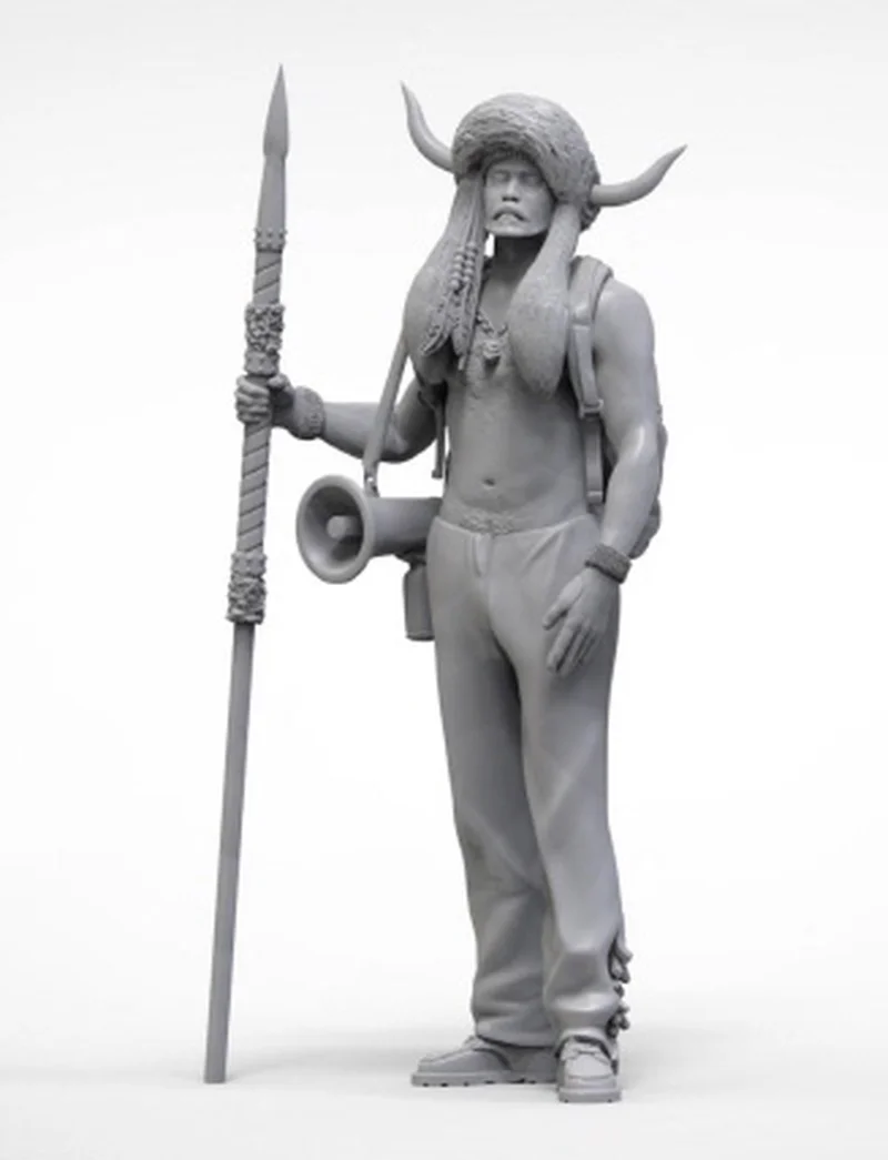 

1/24 1/35 Resin Model Figure Gk Tribal Warrior Soldier Micro Miniature 3d Printed White Model Unassembled And Unpainted Kit Toy