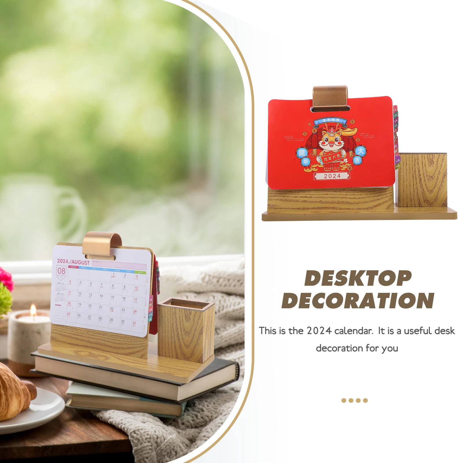 

2024 Waterproof Wooden Desk Desktop Organizer Storage Holder for Pen Sundries Decorative Standing Household Planner