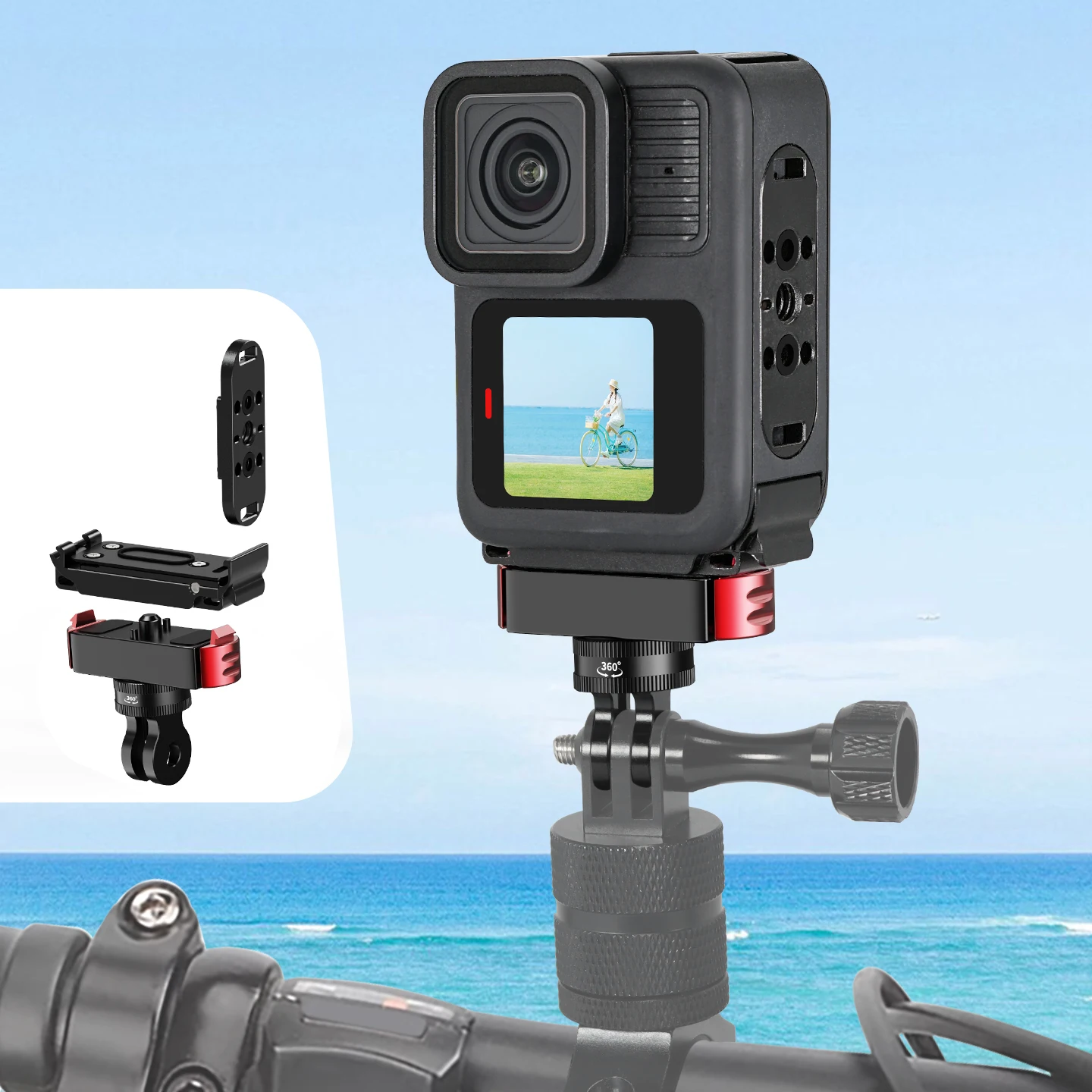 Aluminum Magnetic Quick Release Base Mount w Battery Cover for GoPro Hero 13 12 11 10 Action Camera Horizontal Vertical Bracket