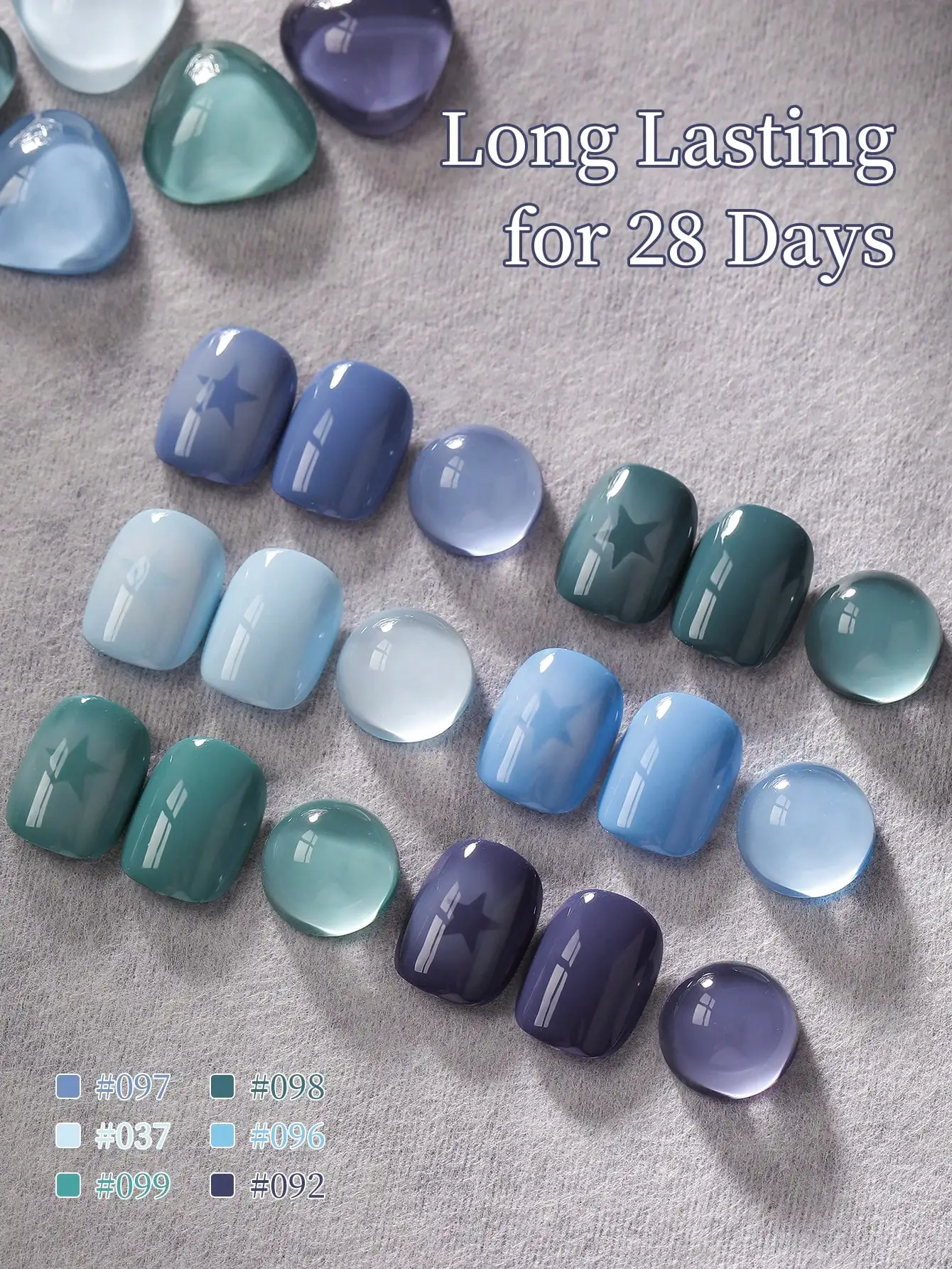 مجموعة طلاء أظافر جل من السلسلة الزرقاء مكونة من 6 قطع، جل فني للأظافر بالأشعة فوق البنفسجية/LED للتقليم المتدرج أومبير، جودة صالون احترافية #4