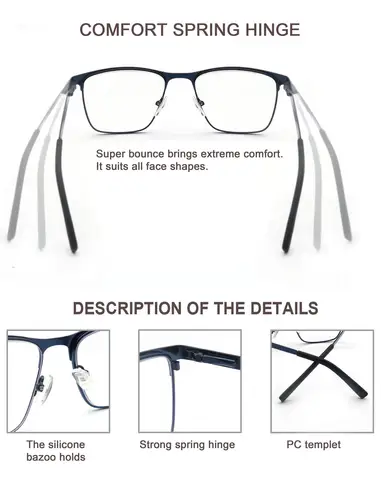 MODFANS Blue Light Reading Glasses for Men Metal Frame Computer Readers Presbyopia Magnifier Lens Eyewear Diopter +0.75 to +4.0 - Image 5