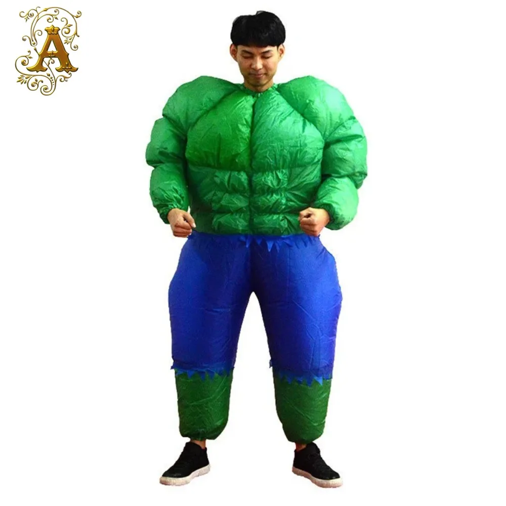 

Gym Cosplay Muscle Man Inflatable Suit Green Funny Cartoon Mascot Costume Festival Party Dress Up Stage Performance