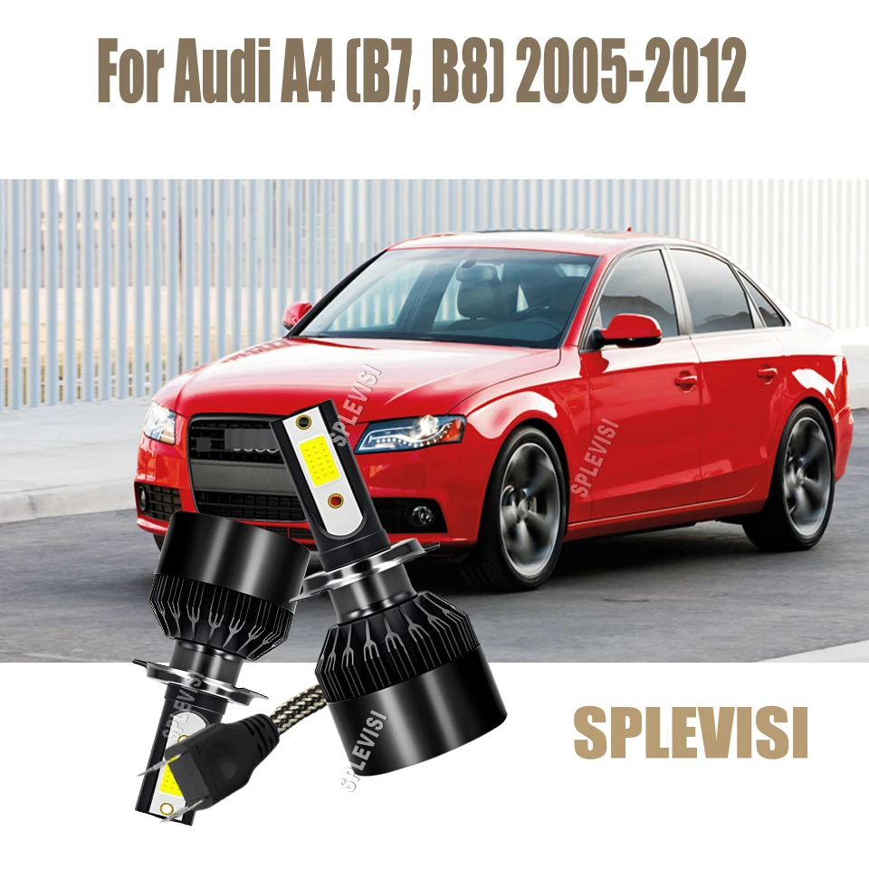 

H7 LED White Headlights High Low Advanced Thermal Conduction Path For Audi A4 B7 B8 2005 2006 2007 2008 2009 2010 2011 2012