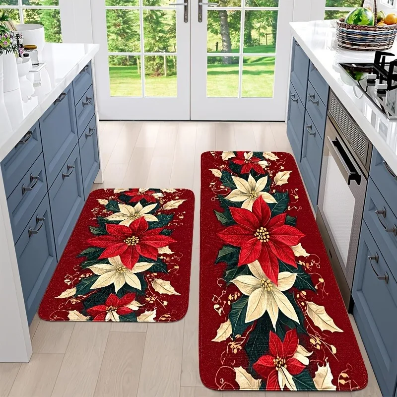 Christmas Reindeer Sleigh Runner Rug Living Room Holiday Home Decor Bedroom Kitchen Hallway Floor Mat Laundry Doormat Patio