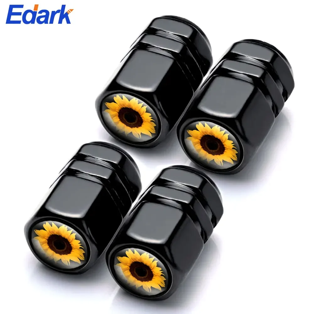 4Pcs Car Tire Valve Stem Caps, Aluminum Alloy Wheel Valve Covers with Rubber O-Ring, Corrosion Resistant Leak-Proof Tire Air Cap