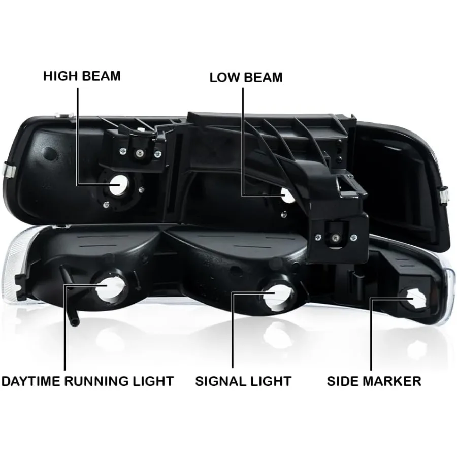 ชุดไฟหน้าที่ใช้ร่วมกันได้กับรถเชฟโรเลต ซิลเวอร์ราโด 1500 2500 ปี 1999-2002 ซิลเวอร์ราโด 1500HD 2500HD 3500 ปี 2000-2006 ทาโฮ ซับ