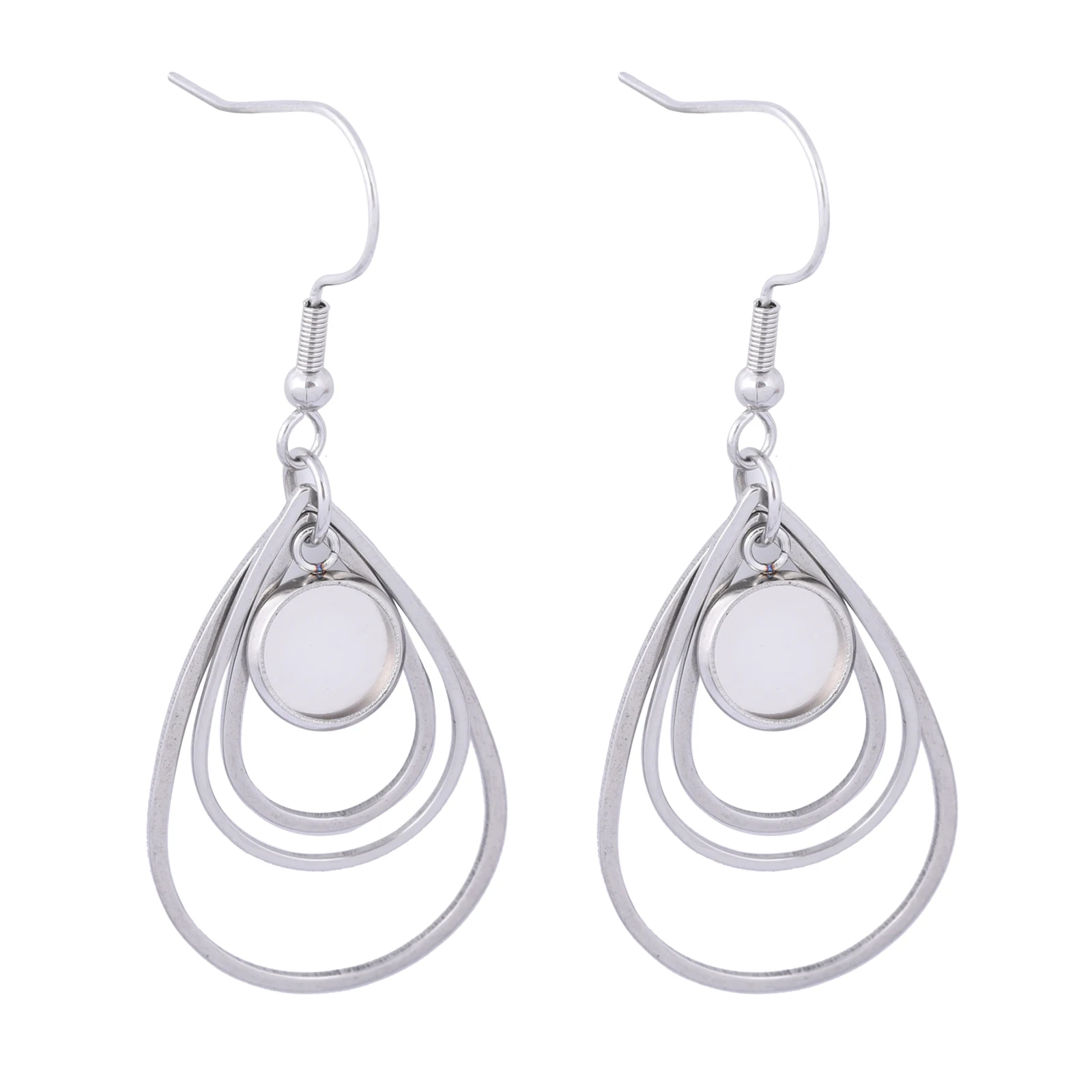

6pcs stainless steel triple teardrop frame earring bezel settings fit 8mm cabochon base blanks diy earrings supplies