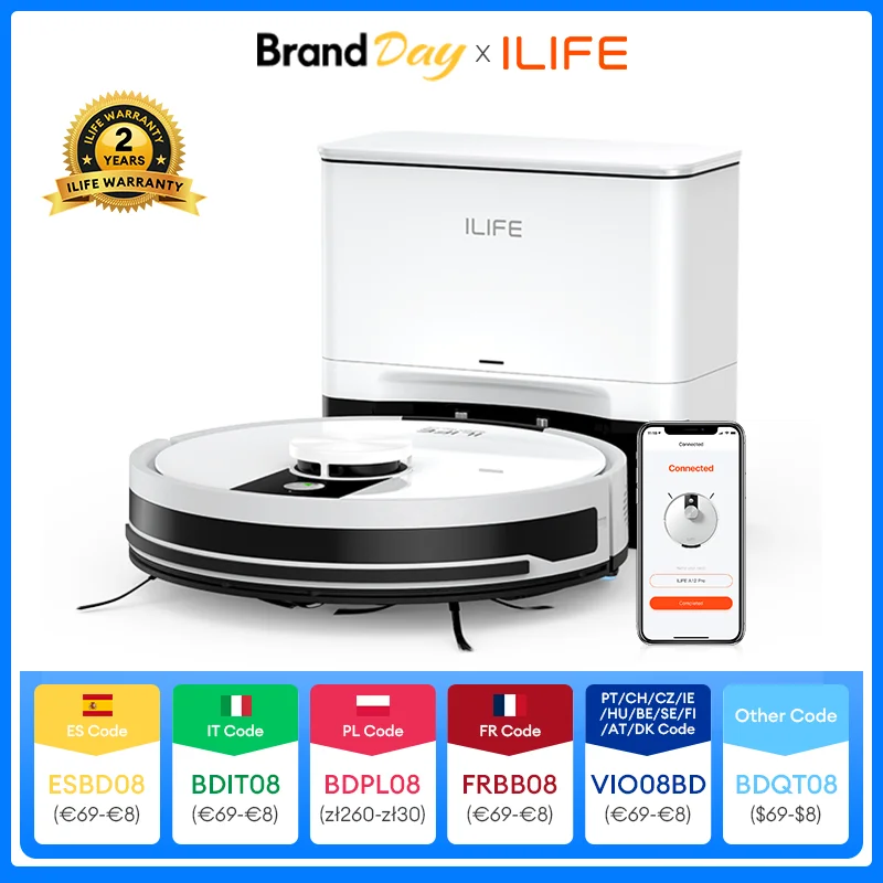 Robot aspirateur et serpillière ILIFE A12 Pro, navigation LIDAR, collecte automatique de la poussière, aspiration 3000Pa, contrôle par application/télécommande