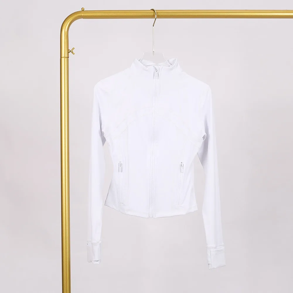 

2 in 1 Short & Longline Stand Collar Jacket Women, Slim Fit Stretch Gold Zipper Quick Dry Workout Yoga Coat