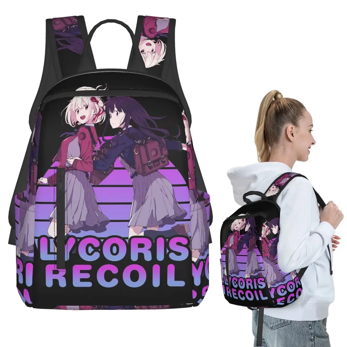 

Anime Lycoris Recoil Backpack Student BookBag Children School Bag Computer Shoulder Bags Men Women