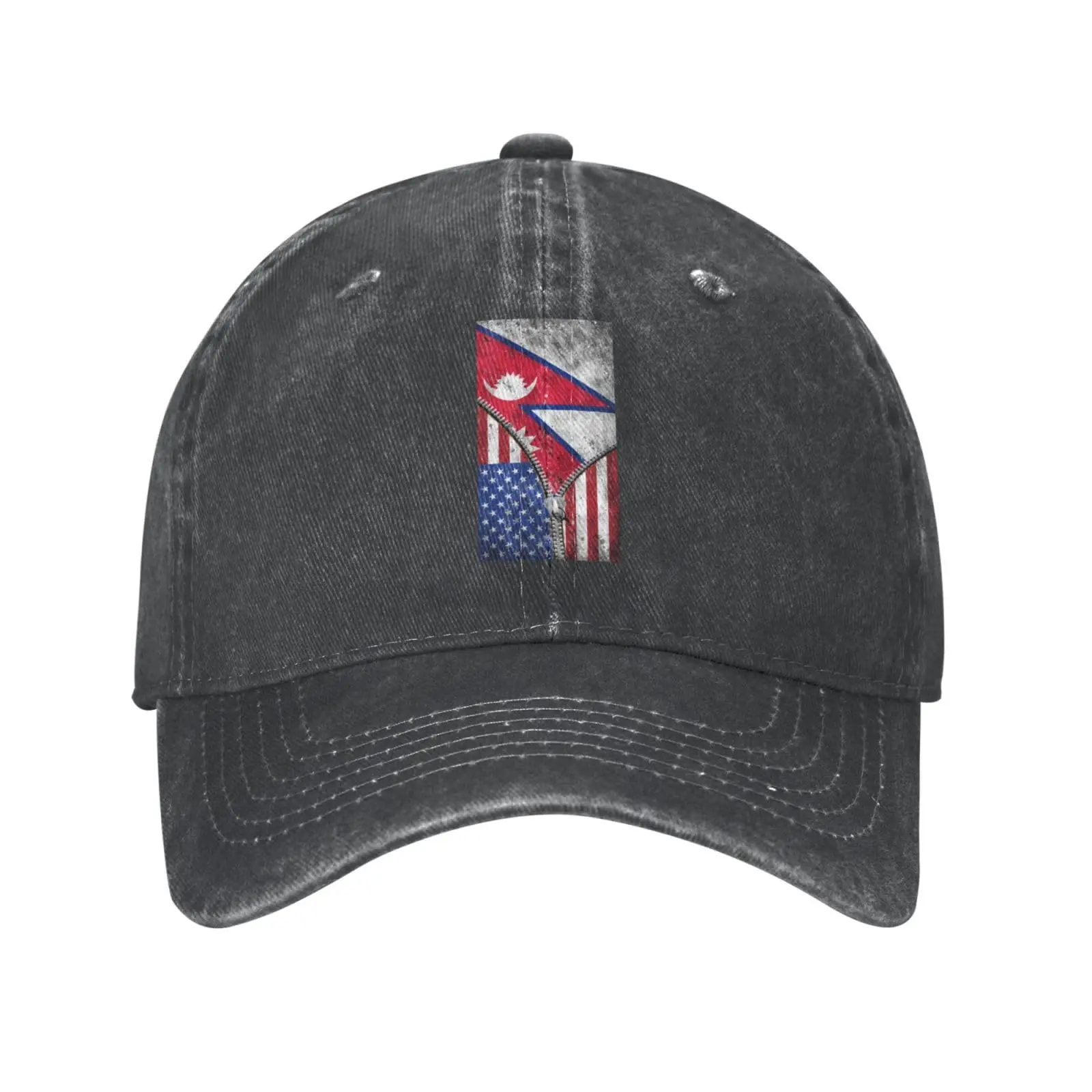 

USA America Flag and Nepali Flag Hat Baseball Cap Adjustable Dad Hats Gift for Men Women Outdoor Activities29 Black