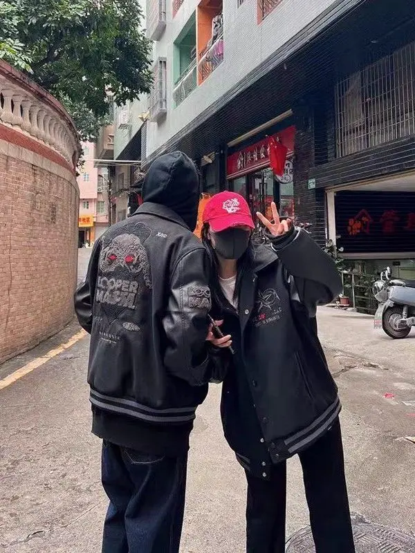 

Retro American Sle Baseball orm Jaet Men's Heavyweight Collar Coat ex Spring Autumn Wearable Polyester Fabric