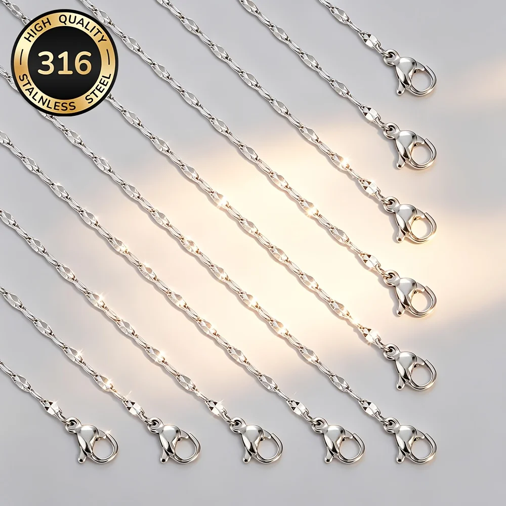 25Pcs Stainless Steel Classic Lip Necklaces, with a 5Cm/1.96Inch Extension Chain, Waterproof and Durable, Non-Coated, Hypoallergenic Material, Unisex Style, Simple and Fashionable Trendy Couple's Clavicle Chain, Hip-Hop Stackable, Suitable for Daily Wear and Parties, Multifunctional DIY Jewelry Making Accessories, Perfect for DIY Enthusiasts