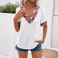 Casual Loose Floral Blouses For Women Fashion 2024 New Summer Vintage Women's Loose Shirts Patchwork Blouses Elegant Female Tops