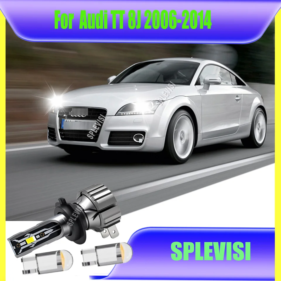 

2Pcs Led Headlights High Quality 2Side Chip HiLow w/ Fanless Cooling For Audi TT 8J 2006 2007 2008 2009 2010 2011 2012 2013-2014
