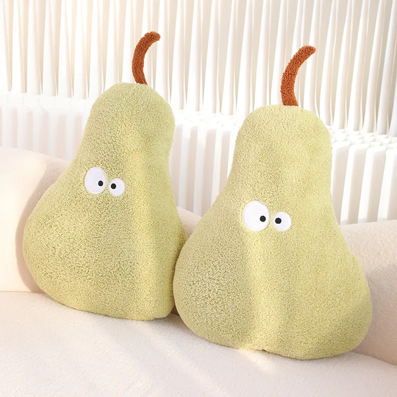 

INS Nordic Style Big Size Fluffy Pear Plush Throw Pillow Home Decor Soft Sofa Cushion Stuffed Cartoon Fruit Doll Kids Funny Gift