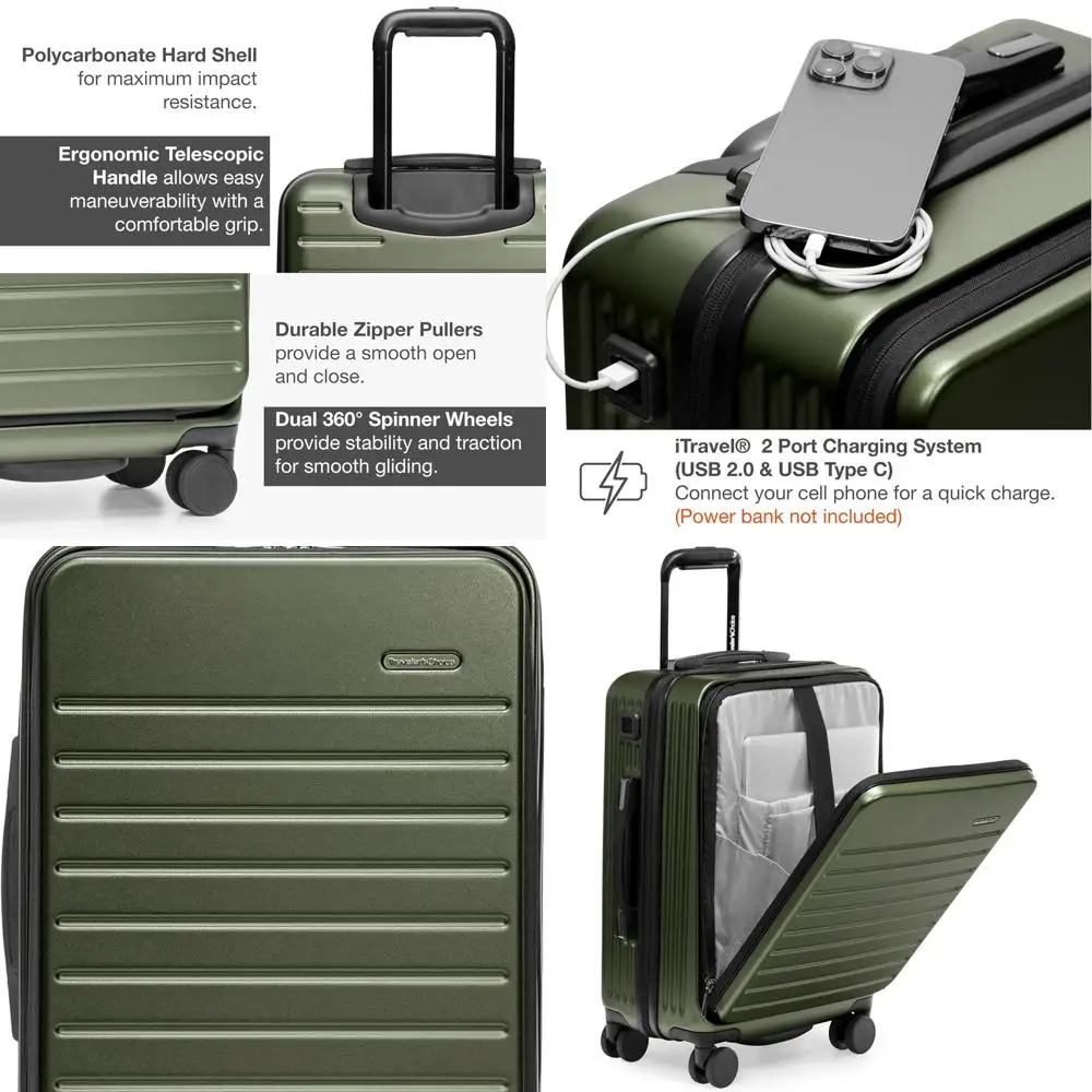

Dual Access Polycarbonate Suitcase with Integrated Sleeve and Comfort Grip Handle