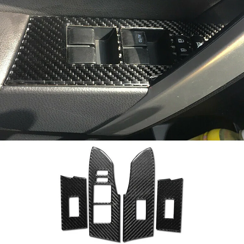 Garniture de couverture de panneau de commutateur de fenêtre intérieure en Fiber de carbone pour Toyota Corolla 2014-2018-A87D