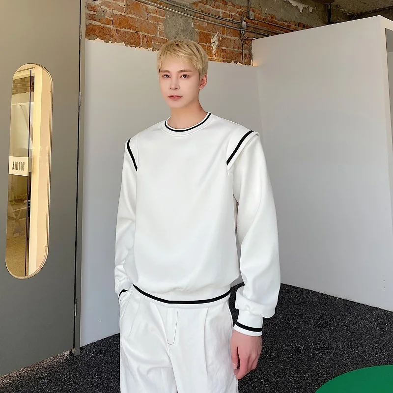 

Мужская повседневная толстовка с круглым вырезом и цветными вставками, модная, универсальная, в стиле хип-хоп, верхняя одежда, весна 2023