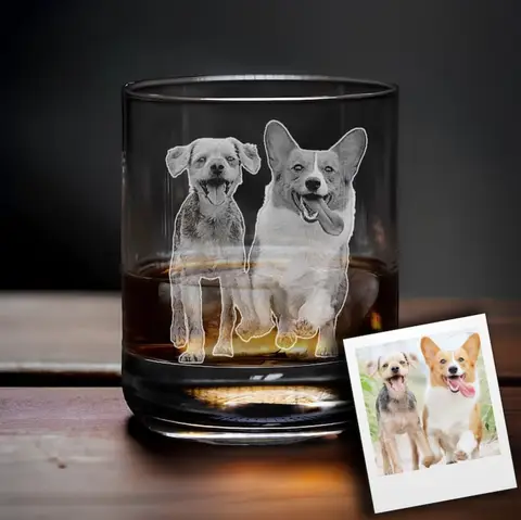 Custom Pet Portrait Wine/Whiskey Glass, Engraved Dog Portrait Gift, Pet Photo on Glass, Personalized Pet Parent gifts