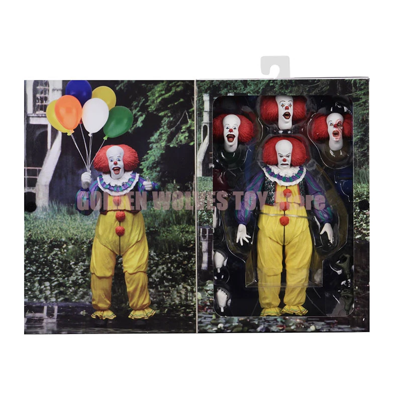 Neca-figuras de acción de Pvc para decoración de Halloween, juguetes de Anime de Stephen King, Joker, payaso Pennywise It 45460, 1990