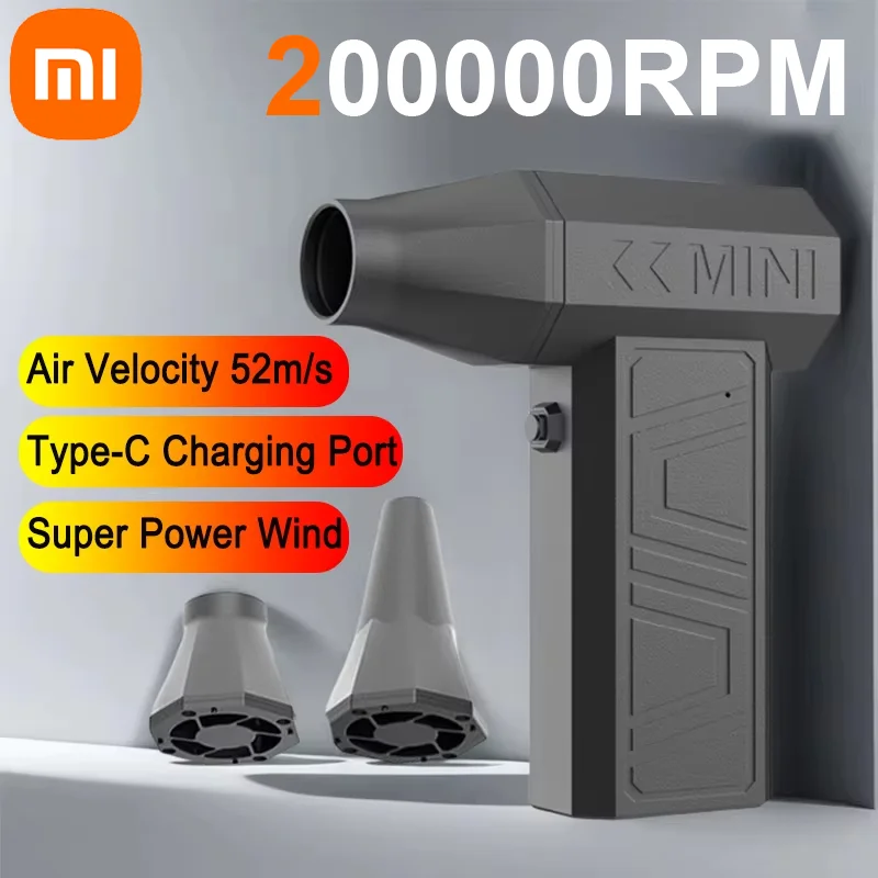 

Xiaomi 200000 Об/мин жестокий вентилятор Мощный воздуходувка Вакуумный пылесос TypeC Зарядка Сильный ветер 52 м/с Бесщеточный турбоструйный вентилятор