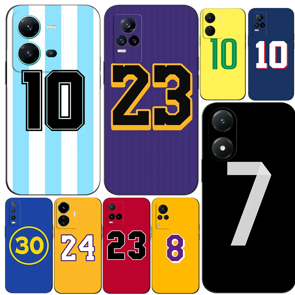 TPU preto para Vivo, tampa traseira, futebol, basquete, números, versão russa, Vivo Y02A, Y02T, Y02, Y35, Y36, 4G, Y11, Y11, 2023