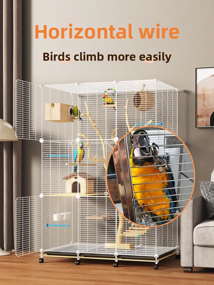 

Bird cage Extra large parrot cage Household Xuanfeng tiger skin peony special large space luxury villa breeding cage