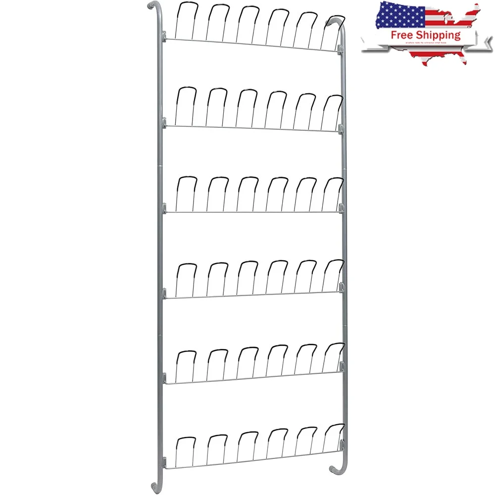 

Over The Door 18 Pair Hanging Shoe Rack Sturdy Metal Wire Organizer PVC Coated Holders Space Saving Storage Solution