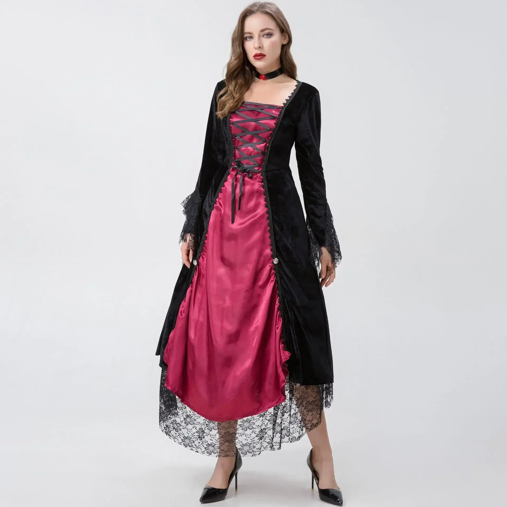 

New Halloween Sexy Gothic Court Robe Vampire Game Cosplay Costume