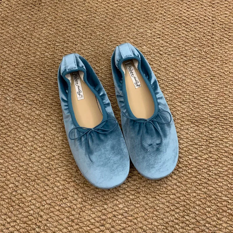 Modische, weiche Ballettschuhe aus Seide für Damen, neu im Frühjahr, lässige Slip-On-Schuhe mit Schleifenknoten für Damen. – Detail 12